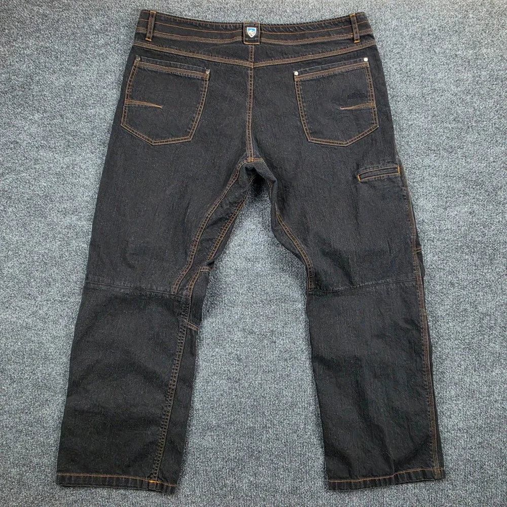 Kuhl Riot Raw Denim Men's 42x30 Straight Dark Wash Outdoor Work Articulated Knee